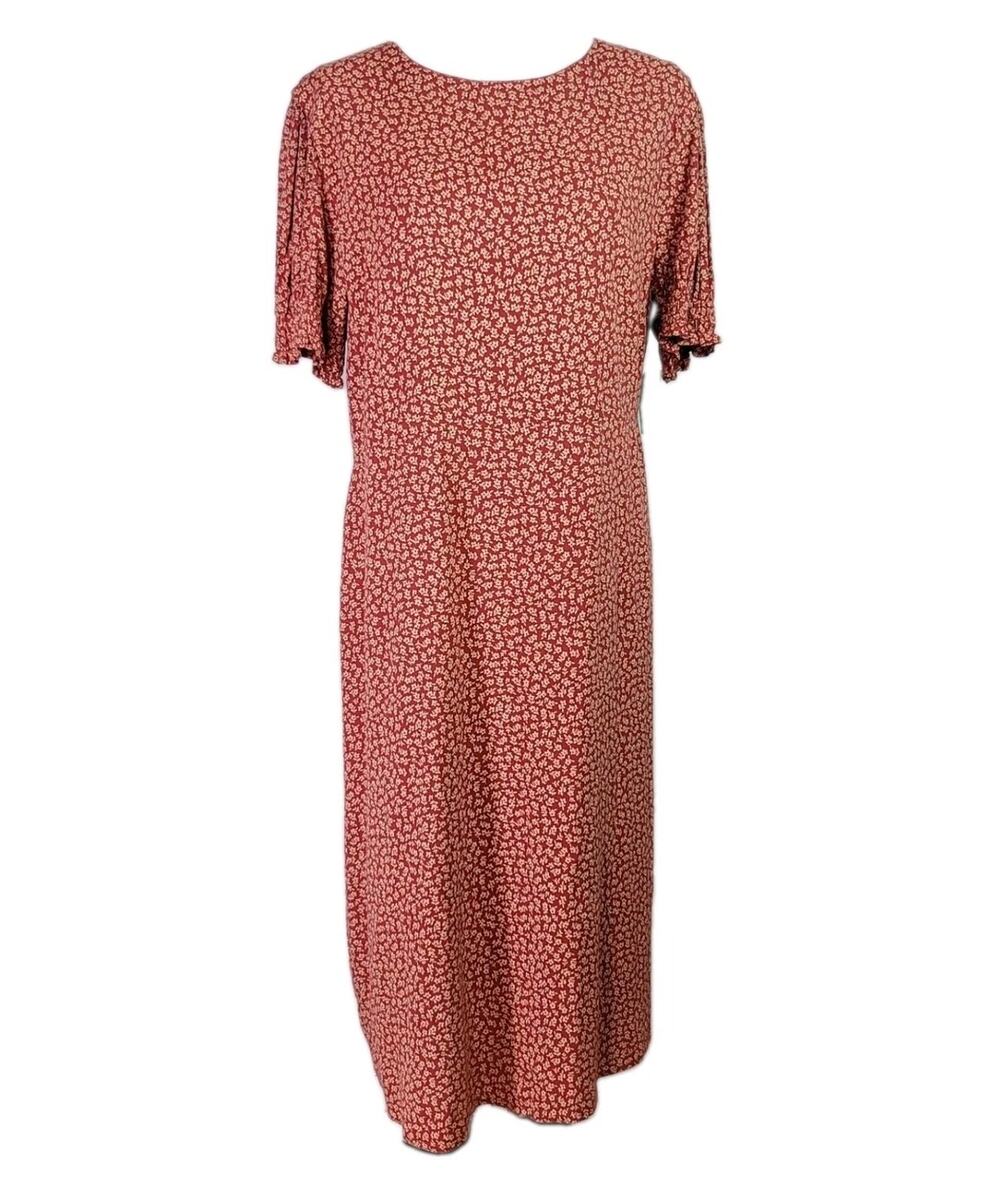 NWT In Bloom DIP Rust Brick Red Floral Women's Short Sleeve Dress Womens Size 16